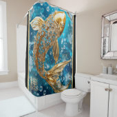 ブルートパーズ│金ゴールドコイ魚 シャワーカーテン (インサイチュ)