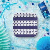 ブルートライアングルストライプ誕生日 ペーパープレート (パーティー)