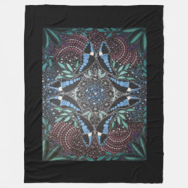 ブルートライアングルバタフライオーストラリア先住民アート フリースブランケット