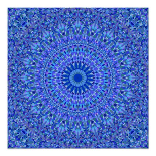 ブルートライアングル万華鏡のように千変万化するパターンマンダラ ポスター (正面)