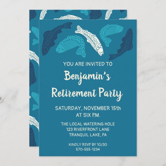 ブルートラウトフィッシュカスタムリタイアメントパーティー 招待状 (正面/裏面)