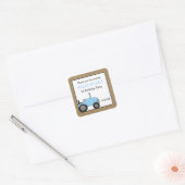 ブルートラクターの誕生日パーティー好意ステッカー スクエアシール (封筒)