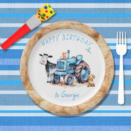 ブルートラクターの農場の誕生日パーティー用紙皿 ペーパープレート