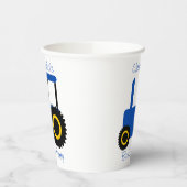 ブルートラクターデザインパーソナライズされたバースデーパーティー 紙コップ (左)