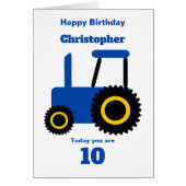 ブルートラクターデザインパーソナライズされた誕生日 (正面)