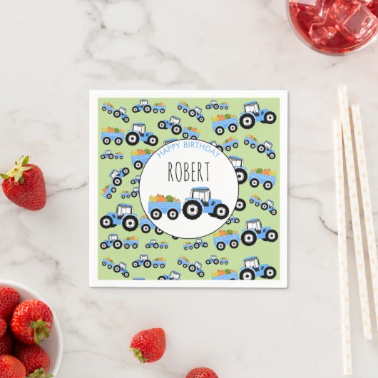 ブルートラクタートラックファームプロデュース誕生日 スタンダードカクテルナプキン (インサイチュ)