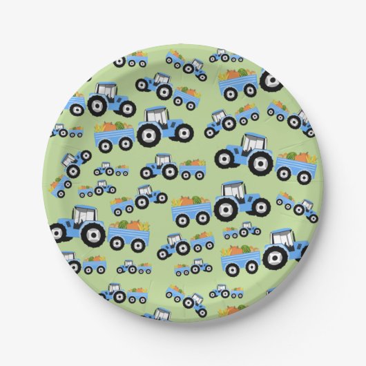 ブルートラクタートラックファームプロデュース ペーパープレート (正面)