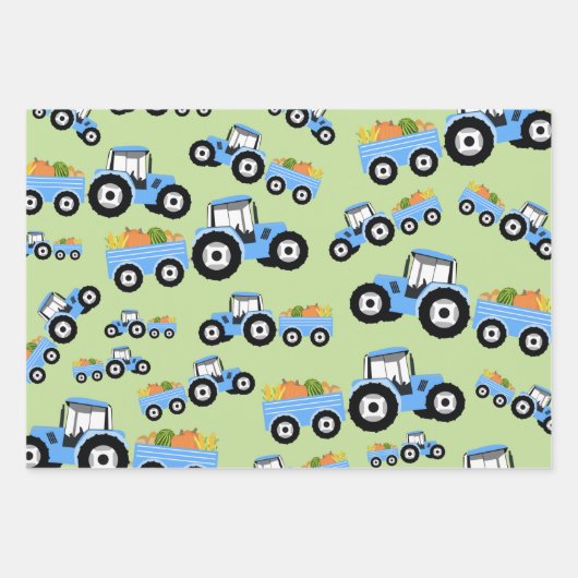 ブルートラクタートラックファームプロデュース ラッピングペーパーシート (正面)