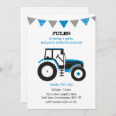 ブルートラクターバースデーパーティー招待状 招待状 (正面/裏面)