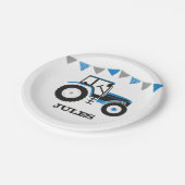 ブルートラクターバースデーパーティー紙プレート ペーパープレート (アングル)