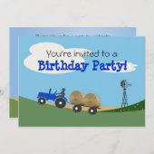 ブルートラクターパーティの招待状 招待状 (正面/裏面)