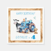 ブルートラクターファームバースデーパーティナプキンス スタンダードカクテルナプキン (正面)