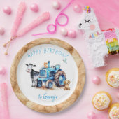 ブルートラクターファーム誕生日紙プレート ペーパープレート (パーティー)