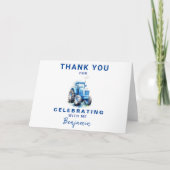 ブルートラクターフォールド誕生日サンキューカード サンキューカード (正面)