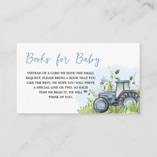 ブルートラクターベビー用ベビーシャワーブック エンクロージャーカード (正面)