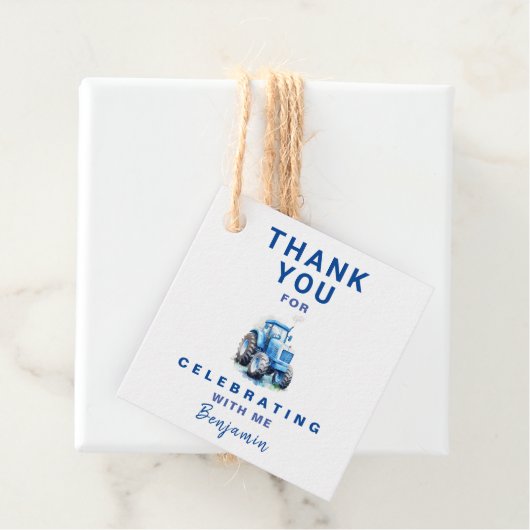 ブルートラクター誕生日スクエアビーフギフトラベル フェイバータグ (インサイチュ)