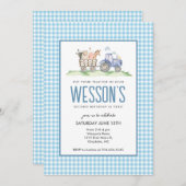 ブルートラクター誕生日ファーム誕生日招待状 招待状 (正面/裏面)