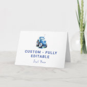 ブルートラクター誕生日折り畳みフードテントカード サンキューカード (正面)