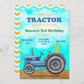 ブルートラクター誕生日招待状 招待状 (正面/裏面)