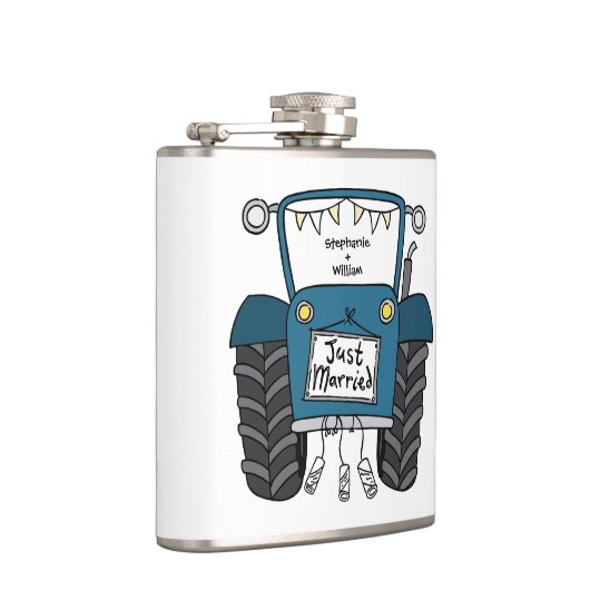 ブルートラクパーソナライズされたタカントリー結婚式の贈り物 フラスク (右)