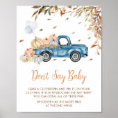 ブルートラックカボチャ言わないベビー赤ちゃんシャワー ポスター (正面)