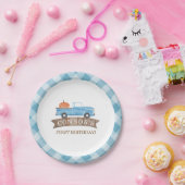 ブルートラックカボチャ誕生日秋1st誕生日 ペーパープレート (パーティー)