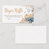 ブルートラックカボチャ赤ちゃんシャワーおむつラッフル エンクロージャーカード (正面/裏面)