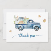 ブルートラックカボチャ赤ちゃんシャワー サンキューカード (正面)