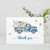 ブルートラックカボチャ赤ちゃんシャワー サンキューカード (スタンド正面)