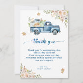 ブルートラックカボチャ赤ちゃんシャワー サンキューカード (正面)