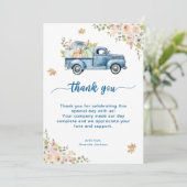 ブルートラックカボチャ赤ちゃんシャワー サンキューカード (スタンド正面)