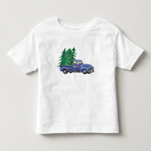 ブルートラックツリーテーマの誕生日シャツ トドラーTシャツ