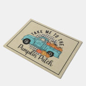 ブルートラックパンプキンパッチバッファロープレイド秋 ドアマット (アングル)