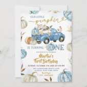 ブルートラックパンプキンファーム1st誕生日ボーイ 招待状 (正面)