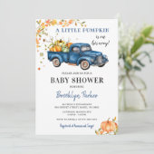 ブルートラックパンプキンベビーシャワー招待状 招待状 (スタンド正面)