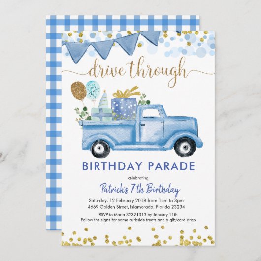 ブルートラックボーイドライブバイ誕生日パレード 招待状 (正面/裏面)
