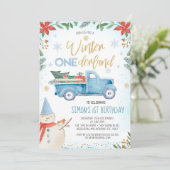 ブルートラックポインセツィアウィンターオネダーランド誕生日 招待状 (スタンド正面)