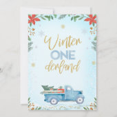 ブルートラックポインセツィアウィンターオネダーランド誕生日 招待状 (裏面)