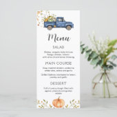 ブルートラックメニュー、編集可能なカボチャ印刷可能メニュー メニュー (スタンド正面)