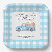 ブルートラックリトルカボチャ秋ベビーシャワー ペーパープレート (正面)