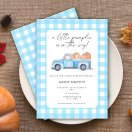 ブルートラックリトルカボチャ秋ベビーシャワー 招待状