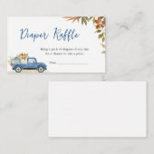 ブルートラック秋カボチャ赤ちゃんシャワーおむつラッフル エンクロージャーカード (正面/裏面)