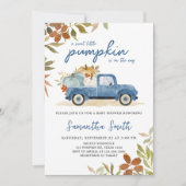 ブルートラック秋カボチャ赤ちゃんシャワー 招待状 (正面)