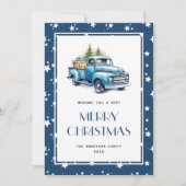 ブルートラック雪スターメリークリスマスカード シーズンカード (正面)