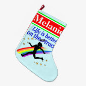 ブルートラパーソナライズされたック&フィールドクリスマスストッキング ラージクリスマスストッキング (正面 (吊り時))