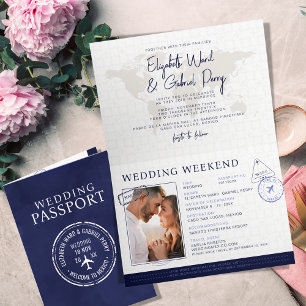 ブルートラベルパスポート目的地の結婚式 招待状