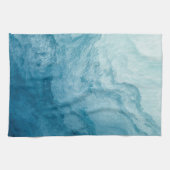 ブルートランクティ海波自然抽象芸術アート キッチンタオル (横)