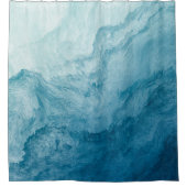 ブルートランクティ海波自然抽象芸術アート シャワーカーテン (正面)