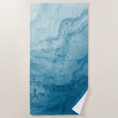 ブルートランクティ海波自然抽象芸術アート ビーチタオル (正面)