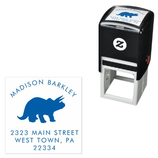 ブルートリケラトプス恐竜かわいいキッド差出人住所 セルフインキングスタンプ (インサイチュ)